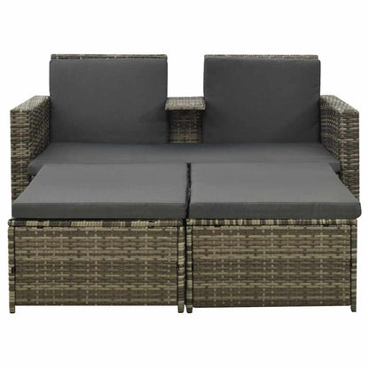 Set Divani da Giardino 3 pz con Cuscini in Polyrattan Grigio