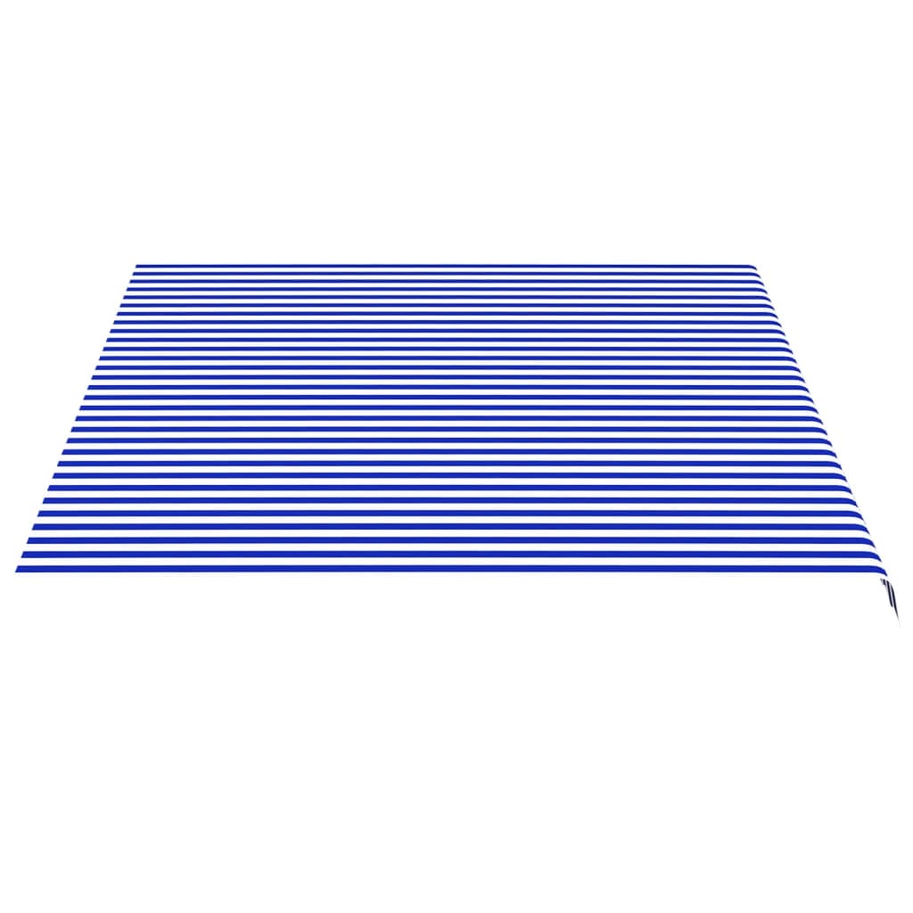 Tessuto di Ricambio per Tenda da Sole Blu e Bianco 4,5x3,5 m
