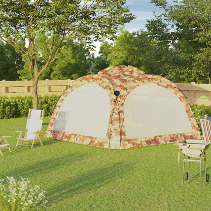 Tenda per Feste con LED e 4 Pareti 3,6x3,6x2,3 m Mimetica