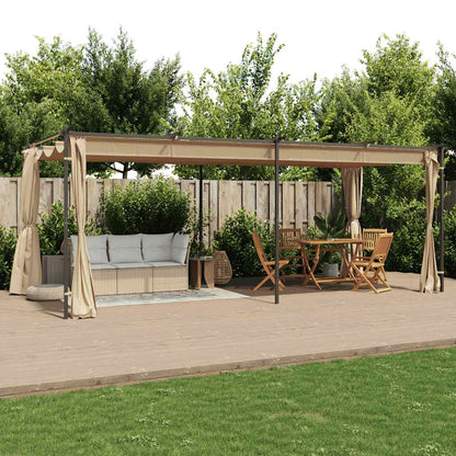 Gazebo con Tende 6x3 cm Grigio Talpa in Acciaio