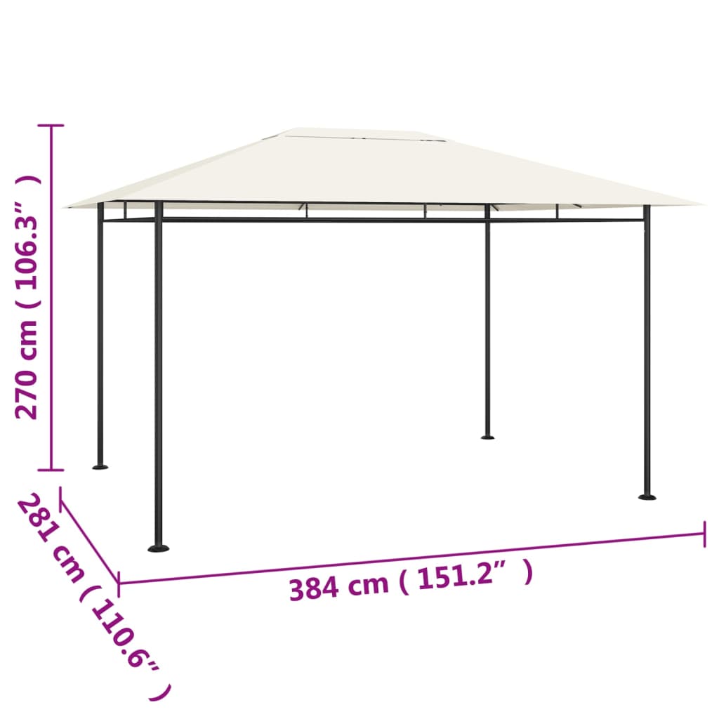 Gazebo 384x281x270 cm Crema 180 g/mÂ²