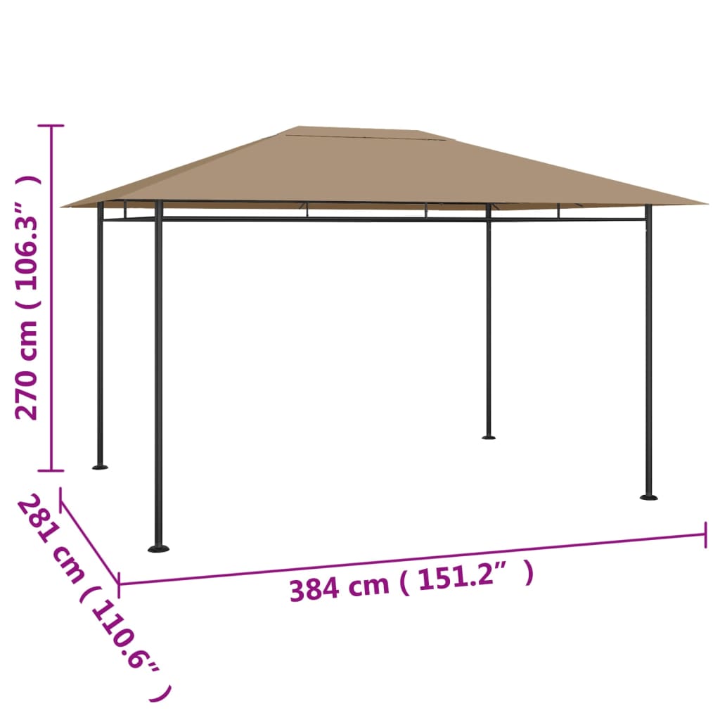 Gazebo 384x281x270 cm Grigio Talpa 180 g/mÂ²