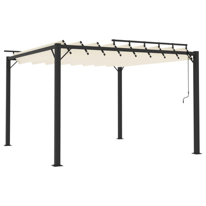 Gazebo con Tetto a Lamelle 3x3 m in Tessuto Crema e Alluminio