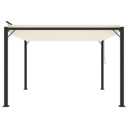 Gazebo con Tetto a Lamelle 3x3 m in Tessuto Crema e Alluminio
