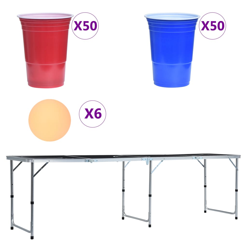 Tavolo da Beer Pong Pieghevole con Tazze e Palline 240 cm