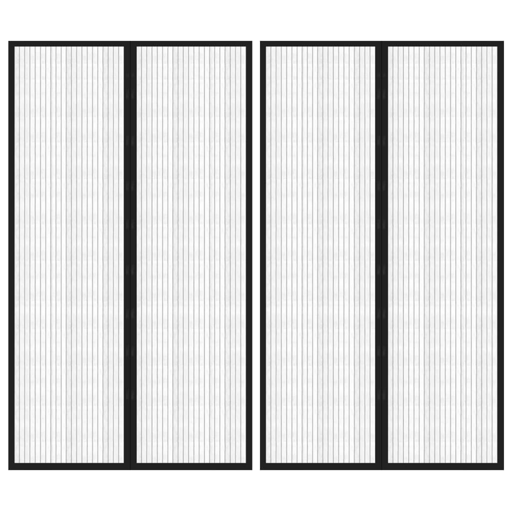 Tende Antimosche 2 pz per Porte con Magneti Nere 200x80 cm