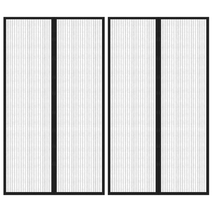 Tende Antimosche 2 pz per Porte con Magneti Nere 200x80 cm