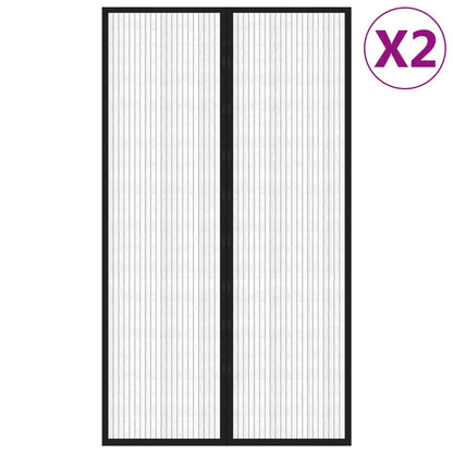 Tende Antimosche 2 pz per Porte con Magneti Nere 200x80 cm