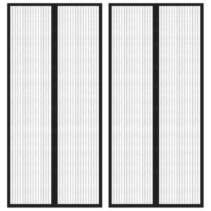 Tende Antimosche 2 pz per Porte con Magneti Nere 210x90 cm