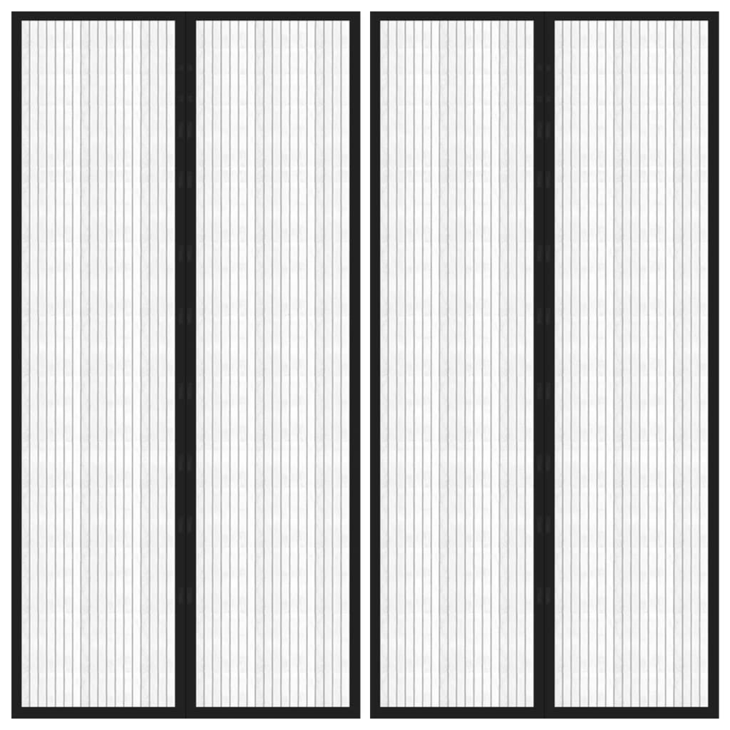 Tende Antimosche 2 pz per Porte con Magneti Nere 220x100 cm