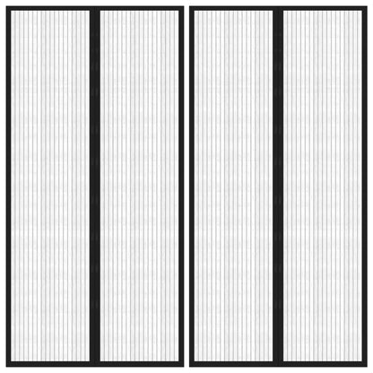 Tende Antimosche 2 pz per Porte con Magneti Nere 220x100 cm