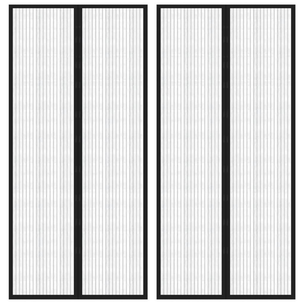 Tende Antimosche 2 pz per Porte con Magneti Nere 220x110 cm