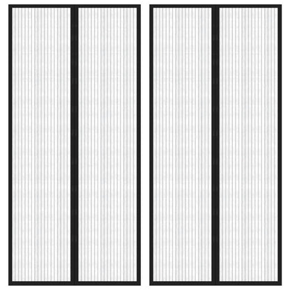 Tende Antimosche 2 pz per Porte con Magneti Nere 220x110 cm