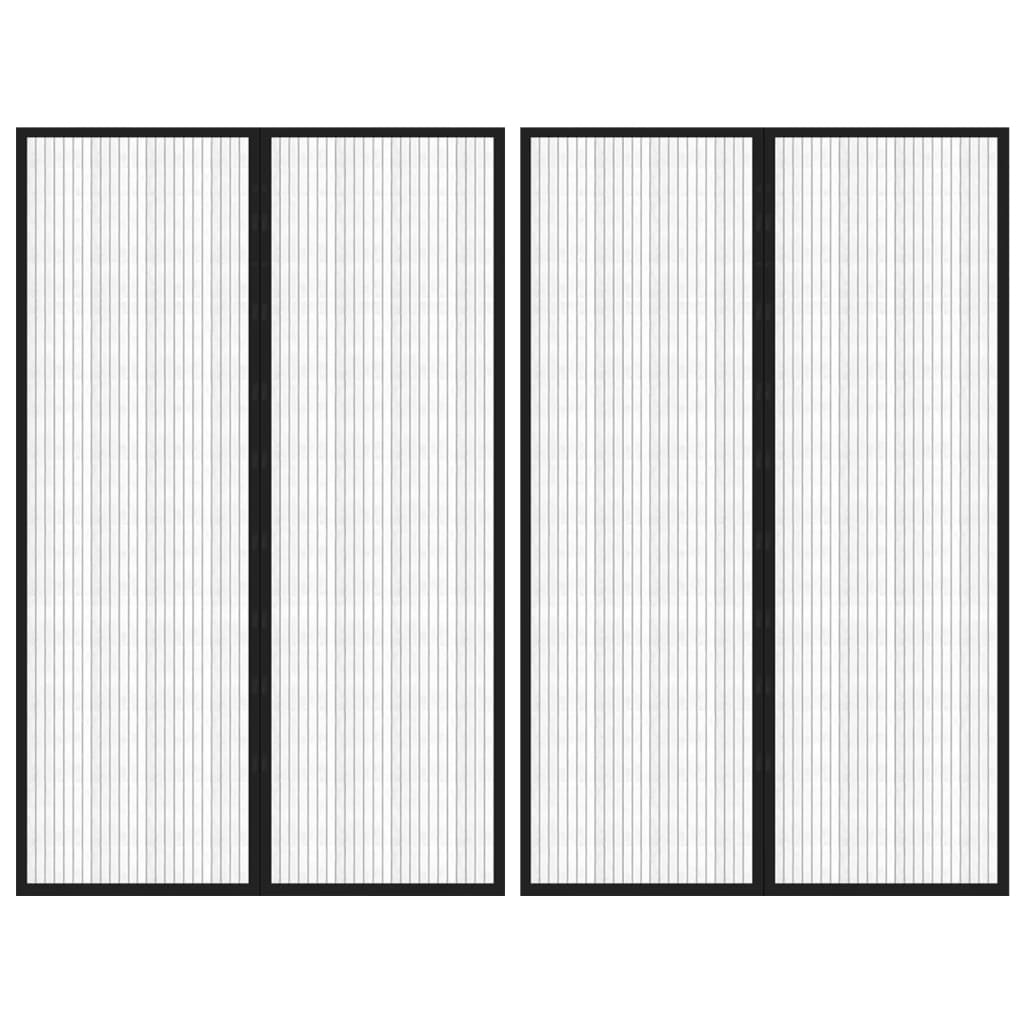 Tende Antimosche 2 pz per Porte con Magneti Nere 220x130 cm