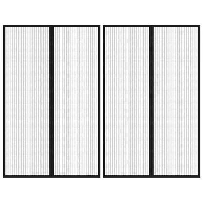 Tende Antimosche 2 pz per Porte con Magneti Nere 220x130 cm