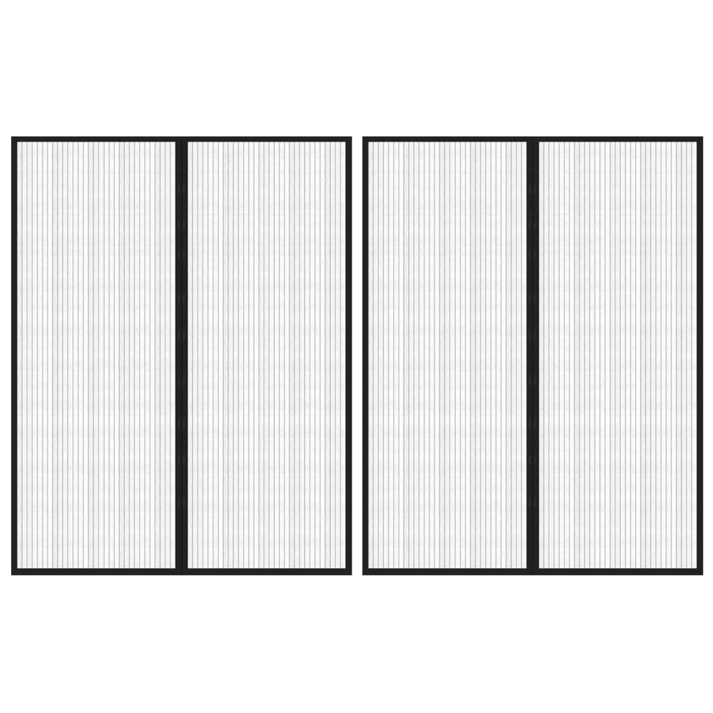 Tende Antimosche 2 pz per Porte con Magneti Nere 230x160 cm