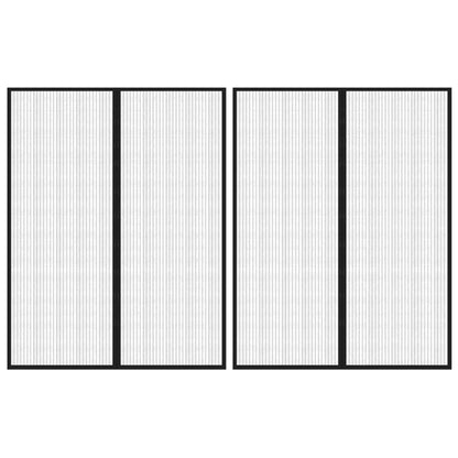Tende Antimosche 2 pz per Porte con Magneti Nere 230x160 cm