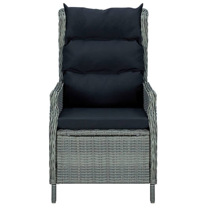 Sedia Giardino Reclinabile Cuscini in Polyrattan Grigio Chiaro