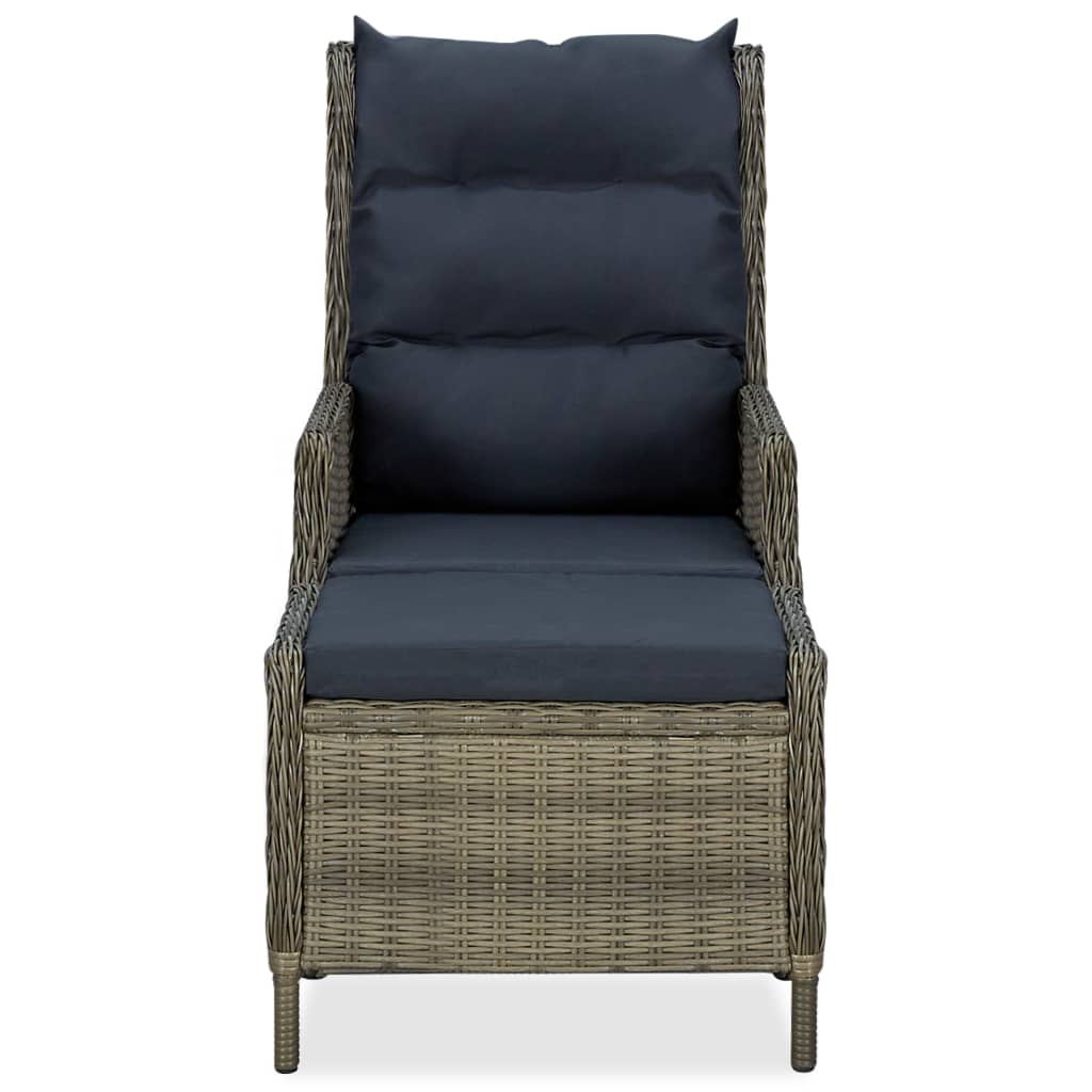Sedia da Giardino Reclinabile con Pouf Polyrattan Marrone