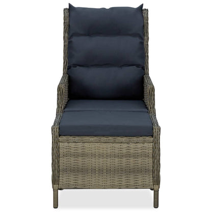 Sedia da Giardino Reclinabile con Pouf Polyrattan Marrone