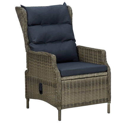 Sedia da Giardino Reclinabile con Pouf Polyrattan Marrone