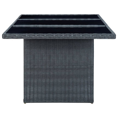 Tavolino da Giardino Grigio Scuro Polyrattan e Vetro Temperato