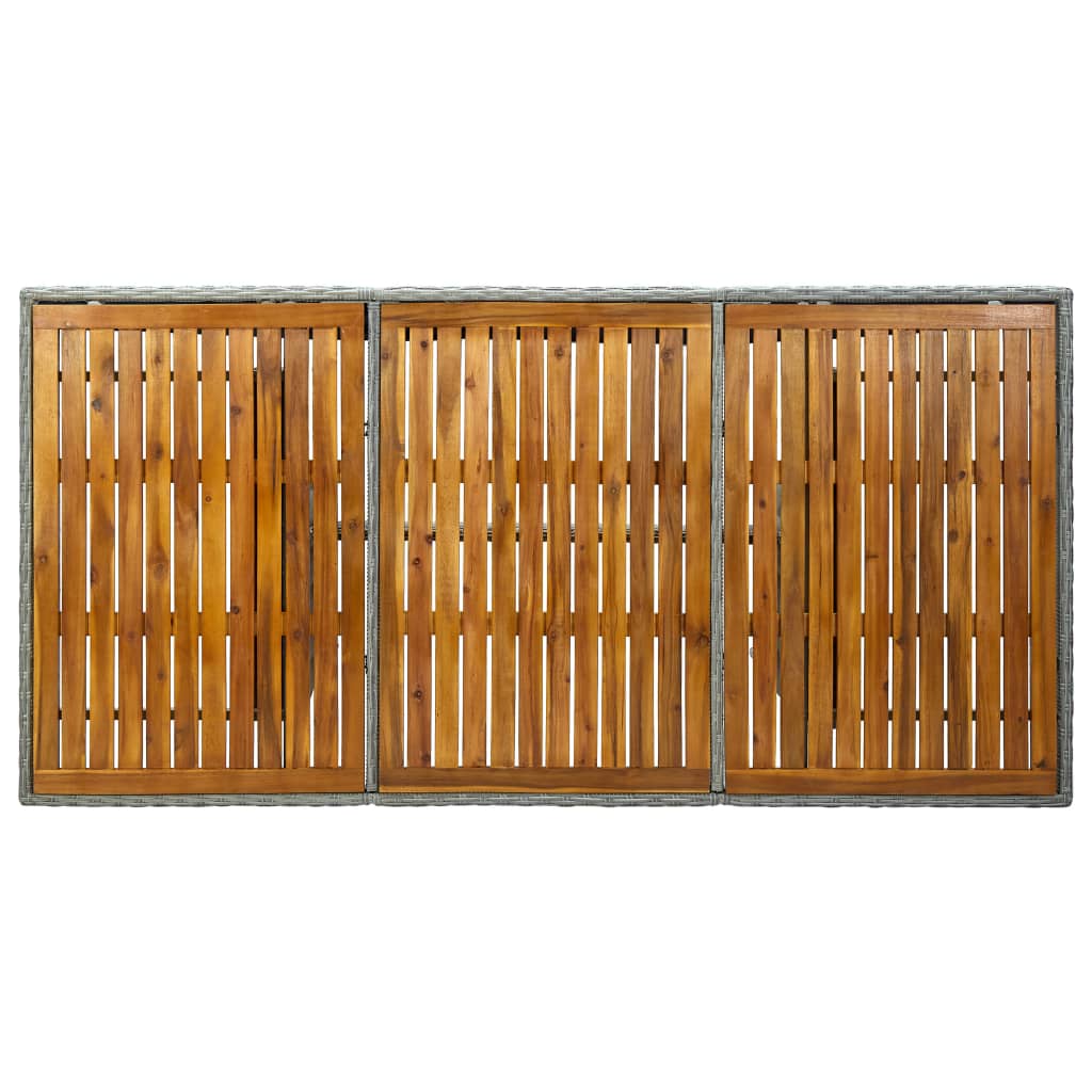 Tavolo da Giardino Grigio Chiaro in Polyrattan e Legno Acacia