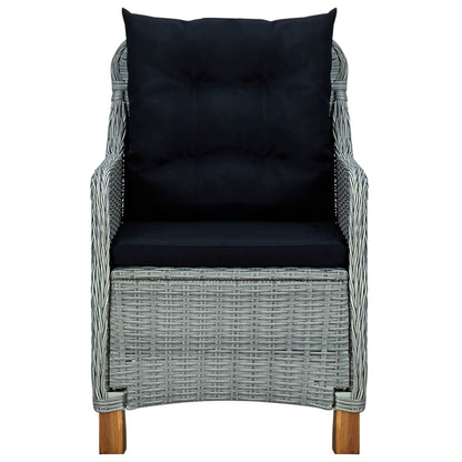 Sedie da Giardino con Cuscini 2 pz in Polyrattan Grigio Chiaro