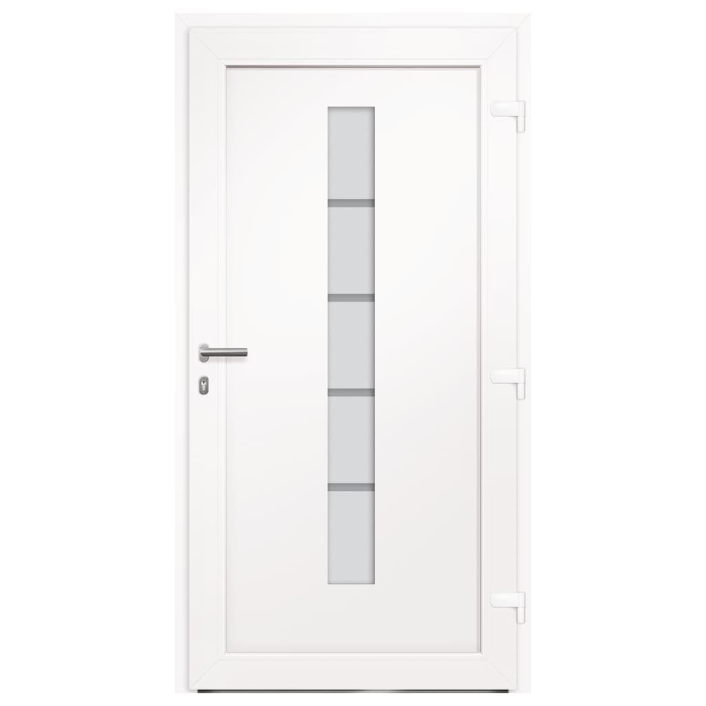 Porta d'Ingresso in Alluminio e PVC Bianco 100x200 cm
