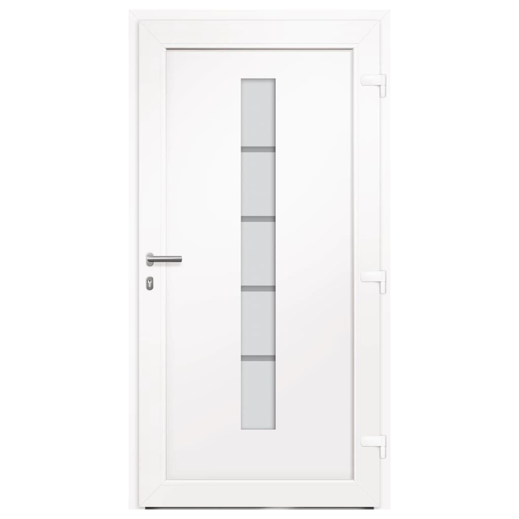Porta d'Ingresso in Alluminio e PVC Bianco 100x210 cm
