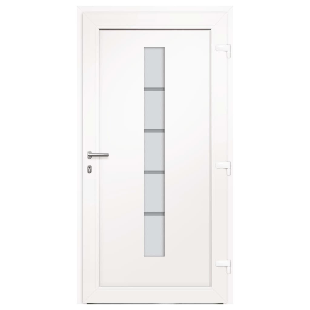 Porta d'Ingresso in Alluminio e PVC Bianco 110x210 cm