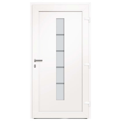 Porta d'Ingresso in Alluminio e PVC Bianco 110x210 cm