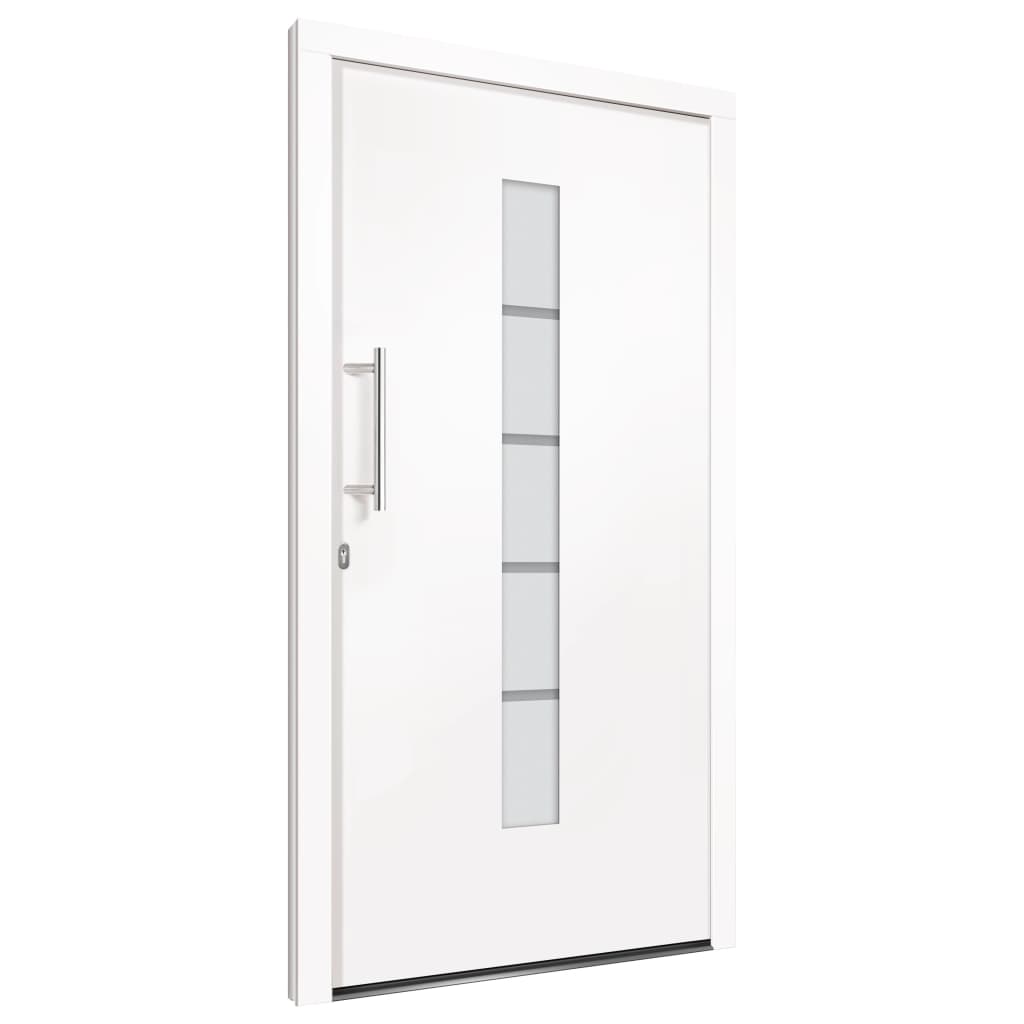 Porta d'Ingresso in Alluminio e PVC Bianco 100x210 cm