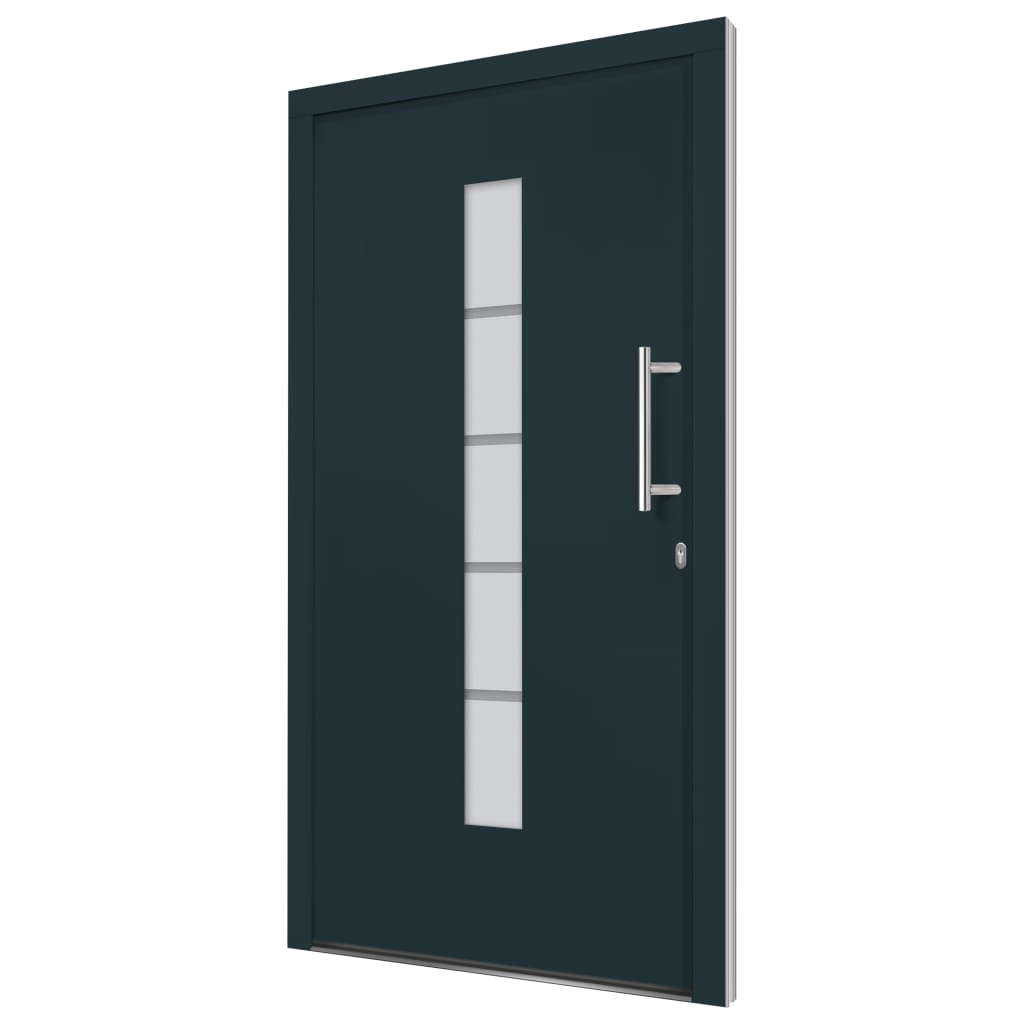 Porta d'Ingresso in Alluminio e PVC Antracite 110x210 cm