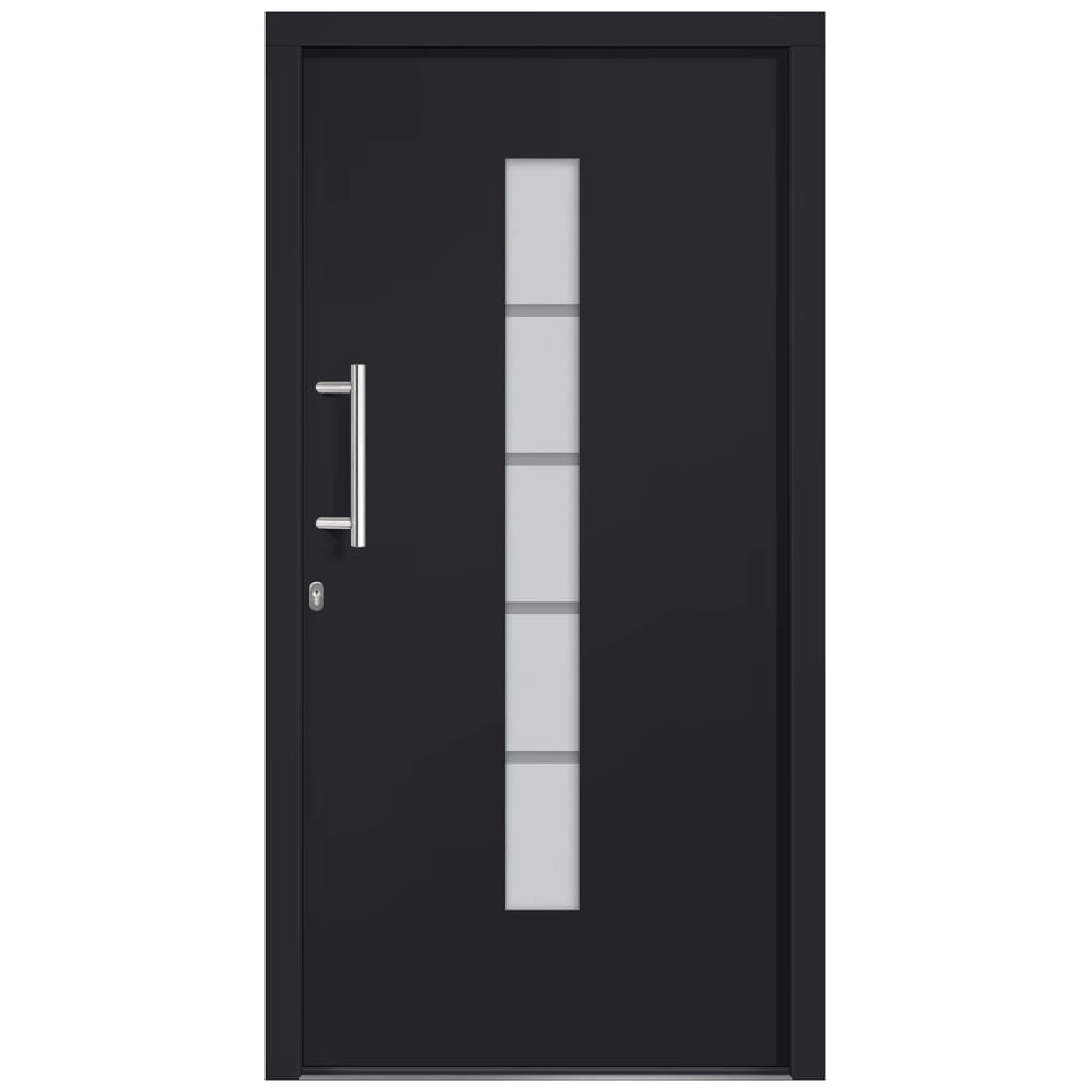 Porta d'Ingresso in Alluminio e PVC Antracite 110x210 cm