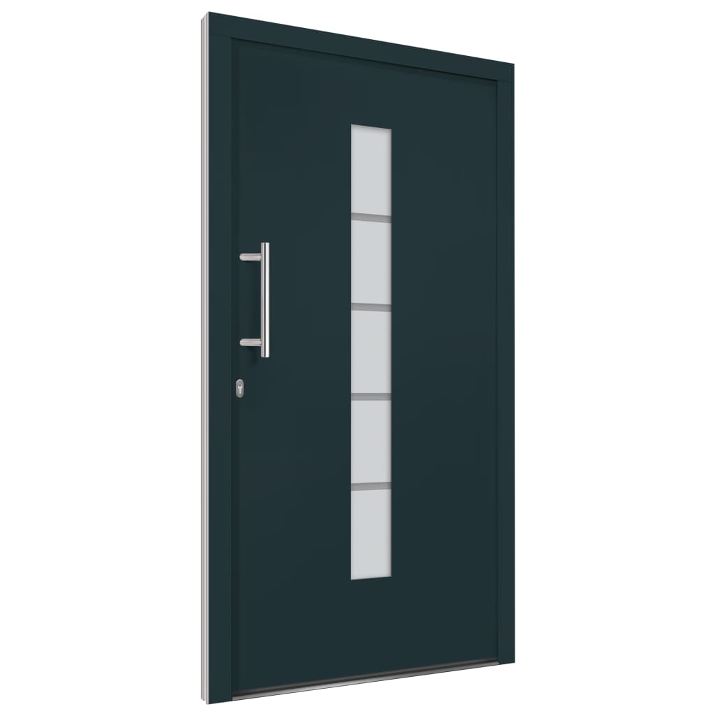 Porta d'Ingresso in Alluminio e PVC Antracite 110x210 cm
