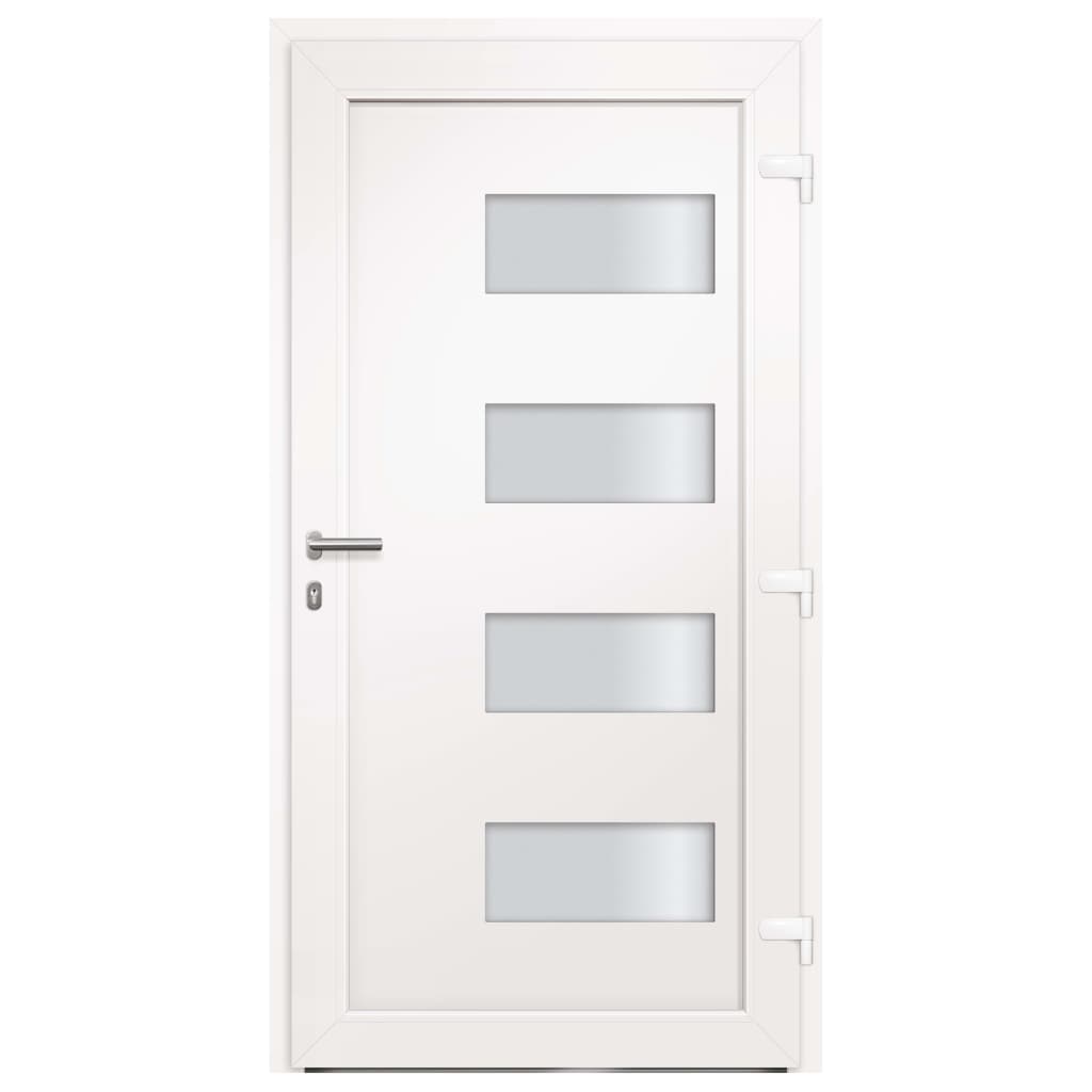 Porta d'Ingresso in Alluminio e PVC Bianco 100x200 cm