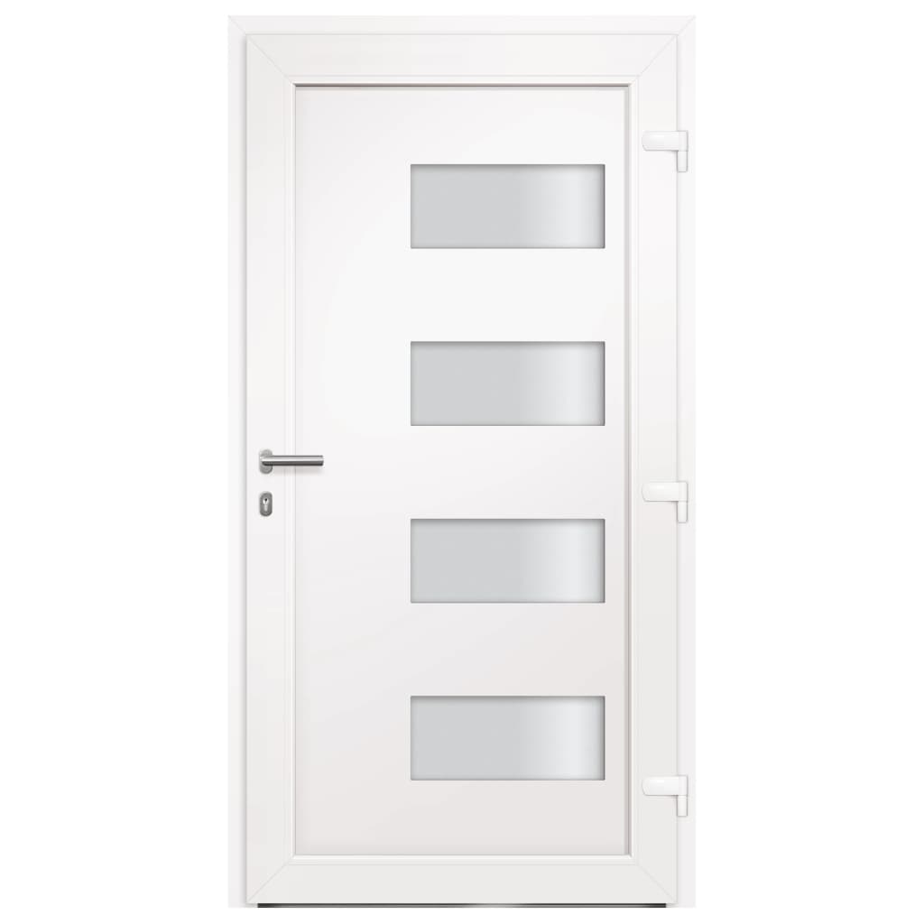 Porta d'Ingresso in Alluminio e PVC Bianco 110x210 cm