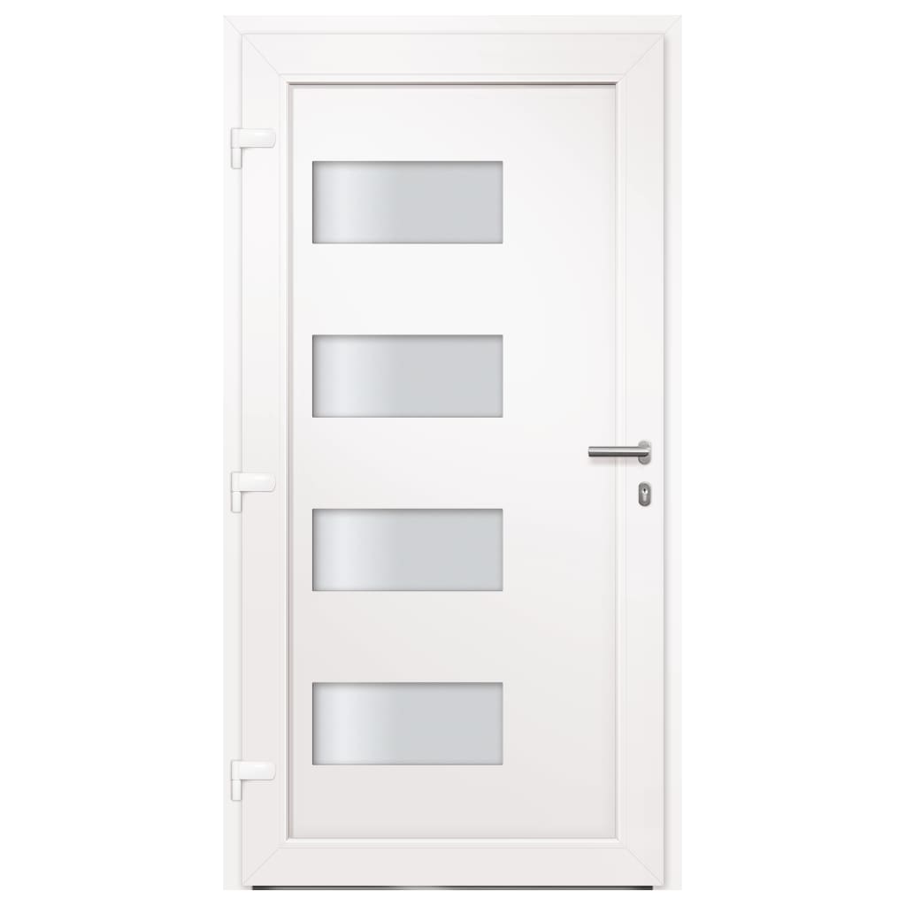 Porta d'Ingresso in Alluminio e PVC Bianco 110x210 cm