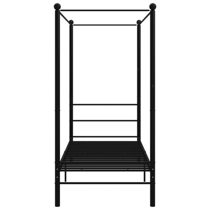 Letto a Baldacchino Nero in Metallo 90x200 cm