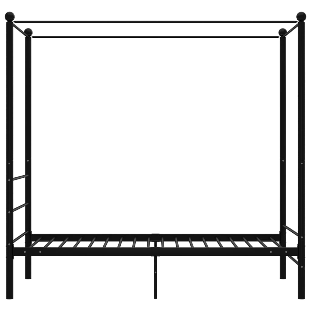 Letto a Baldacchino Nero in Metallo 100x200 cm