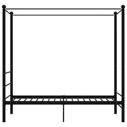 Letto a Baldacchino Nero in Metallo 100x200 cm