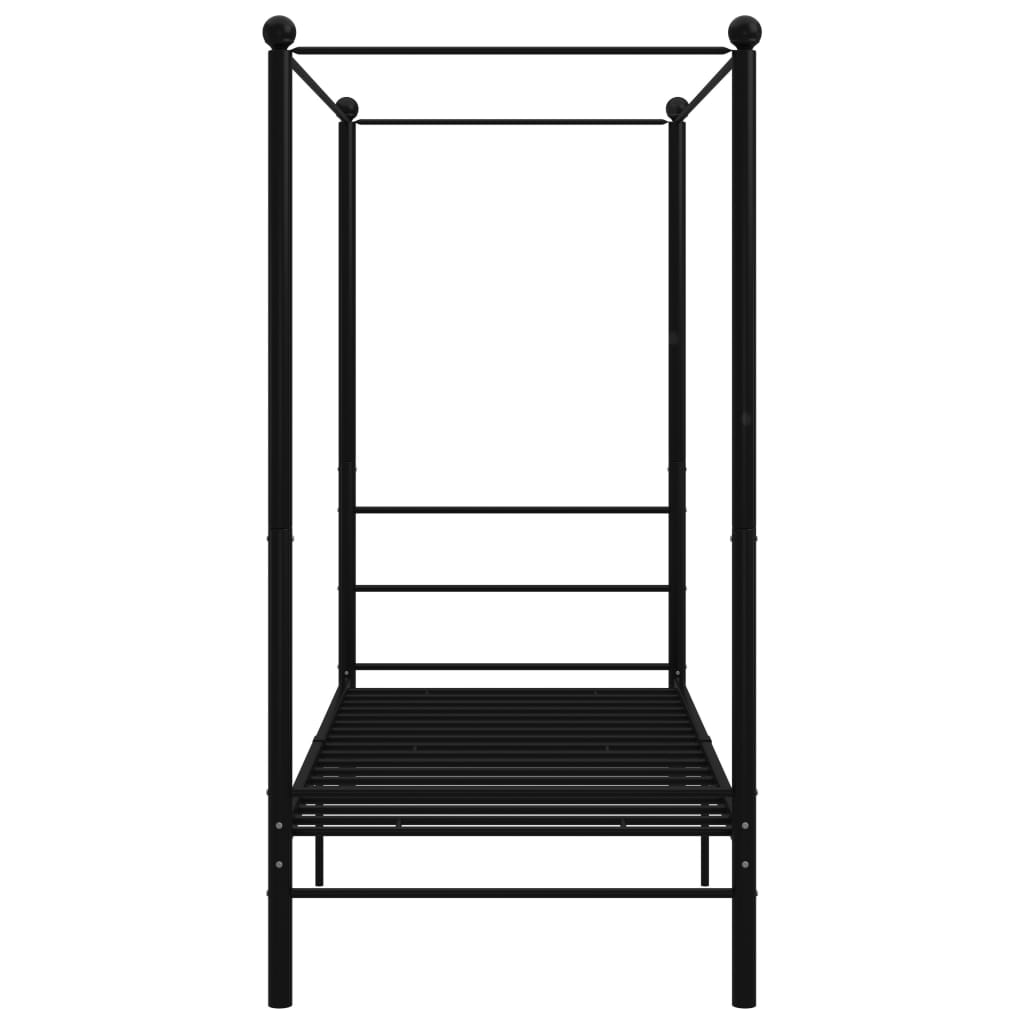 Letto a Baldacchino Nero in Metallo 100x200 cm