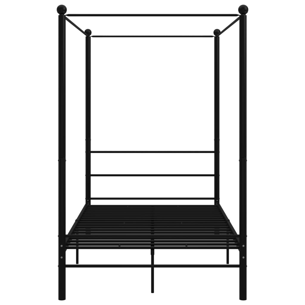 Letto a Baldacchino Nero in Metallo 120x200 cm