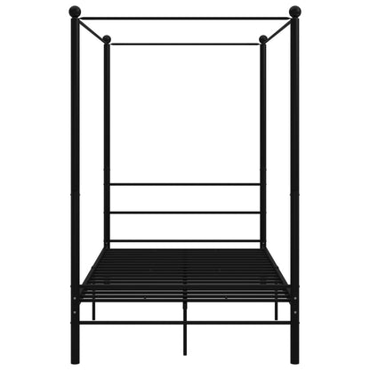 Letto a Baldacchino Nero in Metallo 120x200 cm