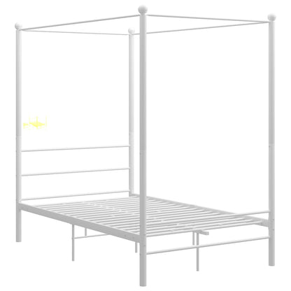 Letto a Baldacchino Bianco in Metallo 120x200 cm