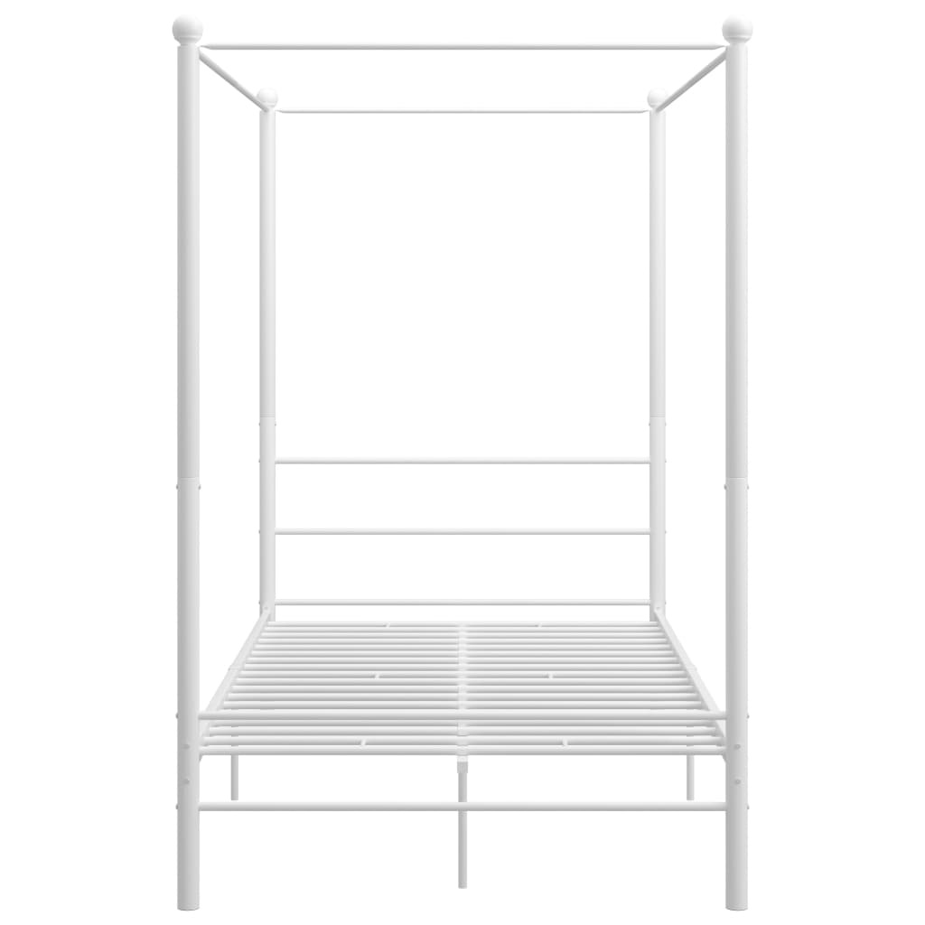 Letto a Baldacchino Bianco in Metallo 120x200 cm