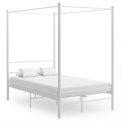 Letto a Baldacchino Bianco in Metallo 140x200 cm
