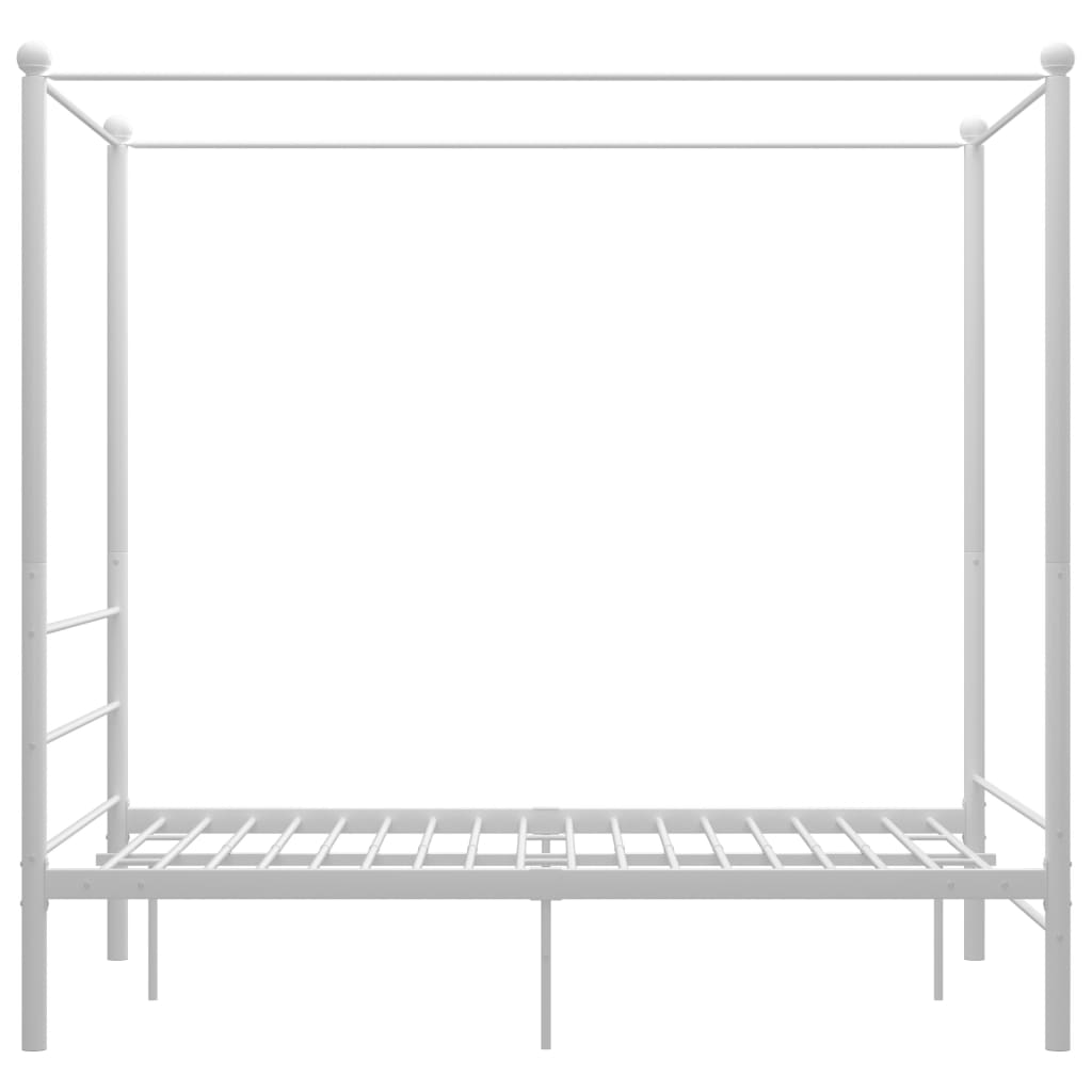 Letto a Baldacchino Bianco in Metallo 140x200 cm