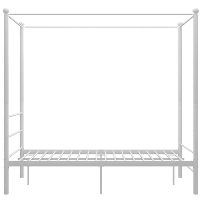 Letto a Baldacchino Bianco in Metallo 140x200 cm